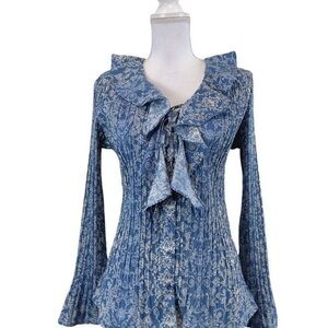 Laura Scott Blue and White Floral Blouse